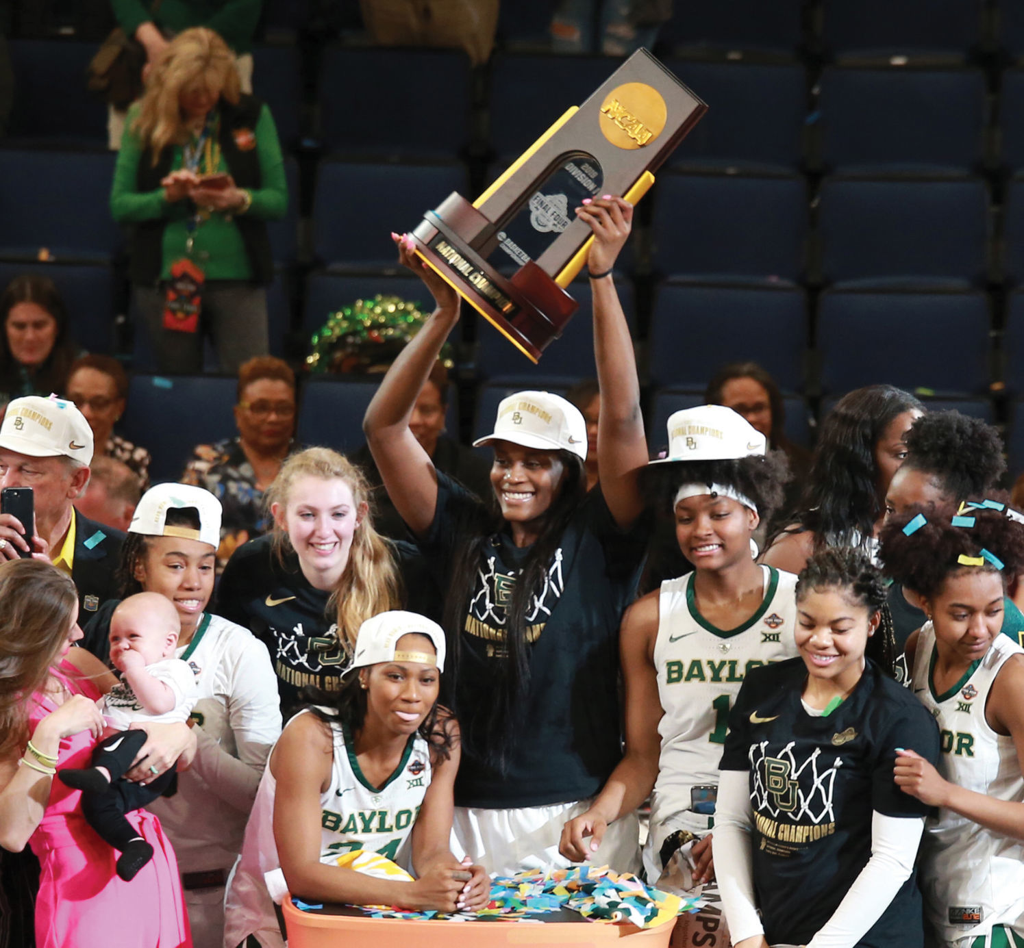 Hoisting the trophy